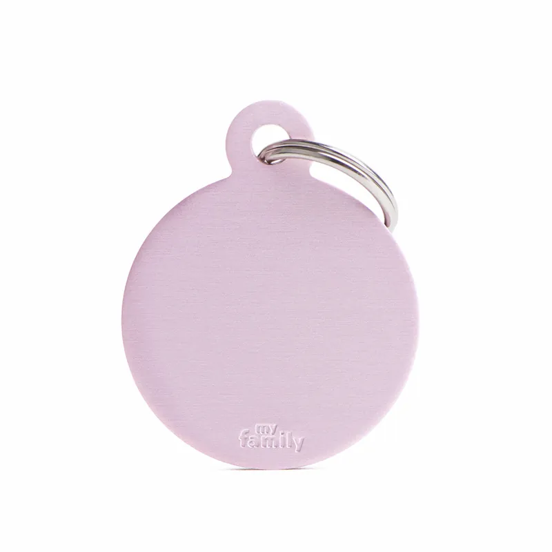 Preis Gesenkt MY FAMILY Classic Big Round Aluminum Tag pink Hundemarke